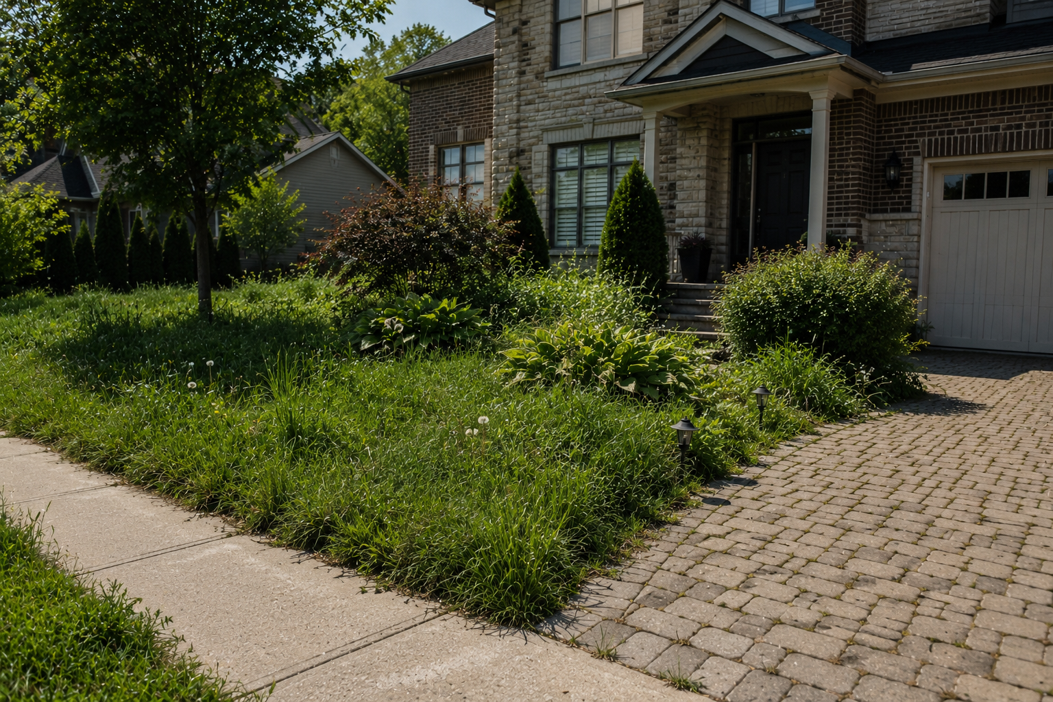 Poorly maintained exterior landscaping and property presentation