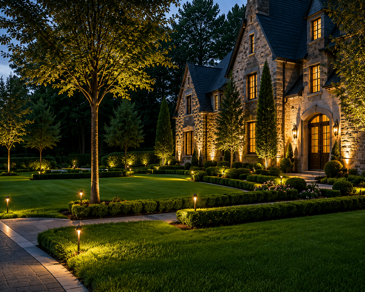 Premium estate home with luxury manicured landscaping